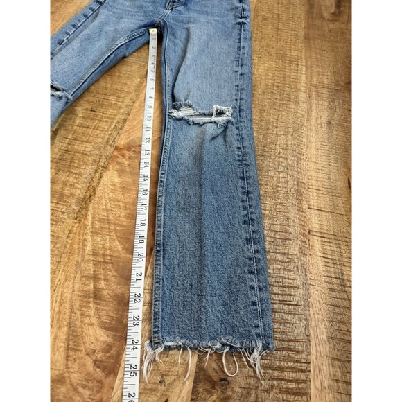 Zara Women's High Rise Denim Jeans Raw Hem Distressed Knees Size 2 - Picture 8 of 8